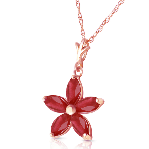 14K. SOLID GOLD NECKLACE WITH NATURAL RUBIES (Rose Gold)